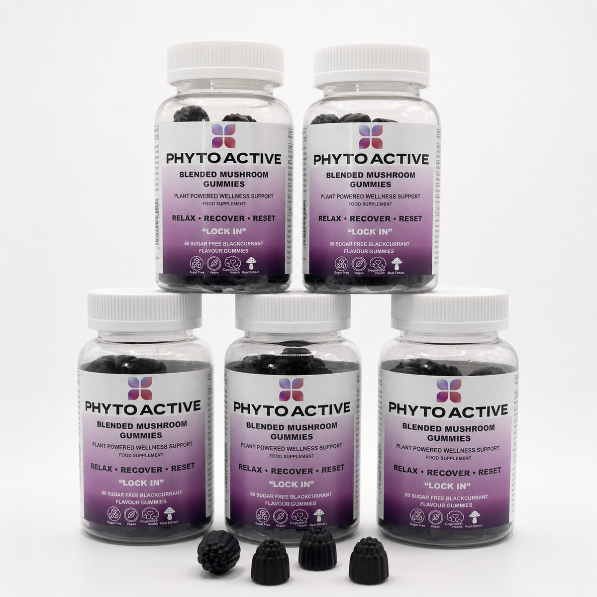 Phytoactive Mushroom Gummies launch bundle bottles